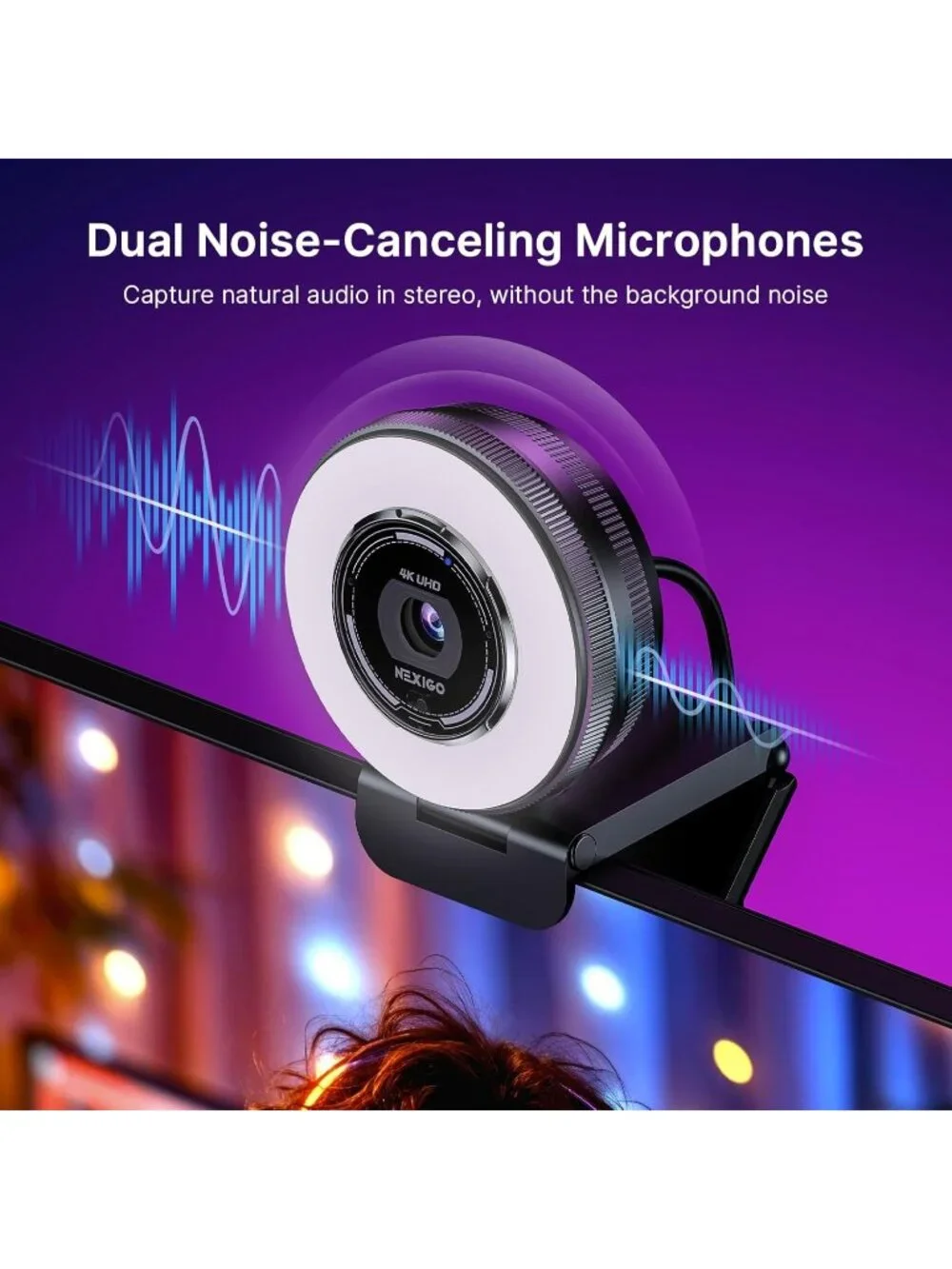 NEW NexiGo N680E Pro 4K Webcam with Ring Light, PDAF Autofocus, 1080p 60FPS